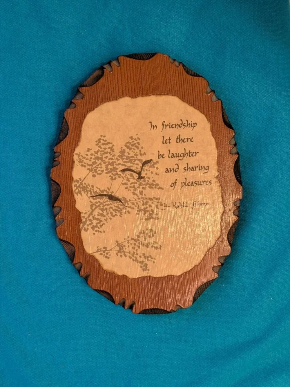 Rustic Wooden Wall Plaque Friendship by Kahlil Gibran